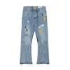 Men s Jeans Vintage Patchwork Flared Street Wear Mens Destroyed Ripped Jean Pants Hip Hop Washed Logging Slim Blue 230906