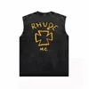Rhude 2024 Summer Cotton T Shirts Nieuwe Designer Mens Tank Tops Trendy Brand Ademend los mouwloze T-shirts ZjBrh052 Vierhorned Bloemprint Vest Maat S-XXL