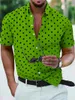 Men's Casual Shirts Shirt Button Down Summer Beach Black White Red Green Short Sleeve Polka Dot Lapel Pri