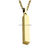 Pendant Necklaces Pendant Necklaces Stainless Steel Square Bar Necklace Personalized Gold Solid Blank Charm For Buyer Own Engraving Je Dhsjj