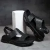 Oryginalne mężczyzn skórzane letnie buty zwykłe klasyki płaskie płaskie kapcie sandałowe plażowe sandały oddychające do męskich sandałów 119 749 sandały D S 334F