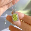 Pendants SpringLady 925 Sterling Silver 8 11MM Crushed Cut Green High Carbon Diamonds Gemstone Pendant Necklace Fine Jewelry