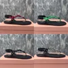 2024 MIUI Sapatos Riviere Cord and Leather Sandals Women Thong Sandal Crystal embelezado Slingback Summer Summer Beach Slides Lace Up Leto