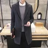 Mens Trench Coats Wholesale- Autumn Winter Men Fashion Single Breasted Coat Wool Blends Young Casual Blend Drop Delivery Apparel Cloth Dhwal
