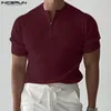 Camicie da uomo 2024 uomini camicia da uomo con cerniera solida con cerniera o scollo corto abbigliamento casual abbigliamento in stile coreano maglietta maschio tops s-5xl incerun