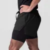 Nouveau short sportif à double couche élastique à taille élastique et à double couche décontractée.