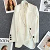 Women's Suits Blazers HIGH QUALITY Fashion Runway Designer Jacket Shoulder Top Stitching Contrasted Single Button Denim Blazer 230325