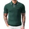 Men's 2024 Été Nouvelle couleur de couleur solide Poio Business Casual Polo Neck Couft Sleeve Trickitwear M515 42