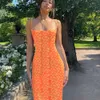 2024 Spring Instagram Women's Fashion New Sexy Slim Fit Open Back Strap Fragmented Flower Dress for Women F51529