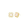 Noble luxury earrings vaned family High single flower clover for women black agate mother of pearl red chalcedony 18K