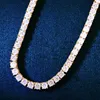 Tennis 4mm Spring Buckle Tennis Chain with Gold Rows of Zircon Necklace Suitable for Men Women Hip Hop Jewelry d240514