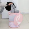 Bolsas de lavanderia cesta de malha doméstica com tampa de grande capacidade dobrável banheiro chuveiro sujo de roupa suja organizador