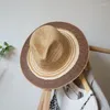 Chapéus de aba larga Treça Die Summer Summer Hat Hat Hat de viagem Straw Women Women Sun Beach Stage Performance Jazz Top Fedoras