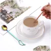 Cuillères en acier inoxydable Coffee Creative Feather Teater Gadget Tools Flatware Table Valoir Drop Livraison Home Garden Dining Bar DHH83