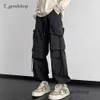 2023 ROPAMUJER Women Solid Color Workwear broek met meerdere zakken Casual High Taille Fashionable veelzijdige Tro Men's Ladingbroek -8878 47D