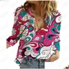 Dames blouses shirts zomers retro bloem 3d bedrukt met lange mouwen shirt casual elegante knop vest gekleurd en getemperd chiffon dro dhg1f