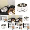 Dog Bowls matare designer skål husdjur svart och vit katt bokstäver logotyp tryckt dricka mat set droppleverans hem trädgård leveranser ot9tx