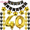 Amawill 40th Birthday Party Decorations Kit Happy Birthday Banner Balloons 32Im Foil Number 40 Years Old Anniversary Supplies 240509