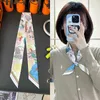 Designer Silk Scarf For Women Summer Scarves Treasure Park Silk Scarf Women's Long Slim Narrow Ribbon Binding Bag Handle Double Sided