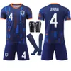 Fotbollströja 2024 National Nederländerna borta spel nummer 4 Van Dijk 10 Depay 11 Robben Orange Football Jersey Set