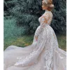 African Mermaid Wedding Dresses Detachable Train High Neck Lace Bridal Dress Long Sleeves Plus Size