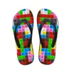 Flats Slippers Women Slipper House Casa personalizada 3D Tetris Prind Sanes Sandálias de praia para mulheres Flips Flipflops de borracha 09NK# 271 FLOPS DB10