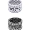 Brand Westwoods High Edition Set zircone a doppio strato con anello di lettere a diamante full slancia nobile coppia