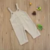 Overalls Baby boys and girls clothing solid Corduroy jumpsuit cute summer sleeveless shoulder pocket pants d240515