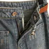 Designers Letter Womens Denim Pants With Belt Designer Double Pocket Jeans Fashion Märke rak benbyxa