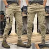 Mens Pants Camo Navy Trousers Man Harem Y2k Tactical Military Cargo For Men Techwear High Quality Outdoor Hip Hop Work Stacked Slacks Dhyrr
