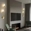 ウォールランプモダンLEDライトゴールド屋内装飾バニティランパラスドレイドスコンセロングストリップノルディックリビングルームキッチンホールベッドルーム