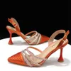 Chan est INS Style Orange Color Elegant High Heels Nigeria Design African Ladies Shoes And Bag Set 240423