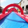 Partihandel 15mlx1.5mw (50x5ft) Gratis dörrleverans utomhusspel Aktiviteter Summer Crazy Commercial Grade Giant Inflatable Water Slip Slide med båge till salu