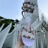 Rene Caovilla High Heel Sandals Butterfly Flower Decorative 9,5 cm Women Dress Shoes Snake Wrapped Feet Rings Summer Open Toe Pearl Designer Factory Shoe Shoe