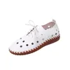Casual Shoes Plus Size For Women 2024 Summer Hollow Breathable Flats Vintage Soft Leather Non Slip Ladies Work