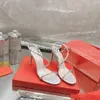 New Season Rene Caovilla Cleo Sandals Rc Luxury Italian Jewel Rene Shoes Crystal Snake 9.5cm High Heel Fashion Designer Caovilla Wedding Shoes Original Box Size 34-43
