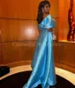 파티 드레스 어깨 긴 무도회 연한 파란색 태 피터 발목 길이 사우디 아라비아 이브닝 가운 공식적인 드레스