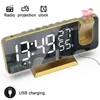 Digital Alarm Clock Radio Projection Multifunktion Bedside Time Display med temperatur och fuktighet Mirror 240506
