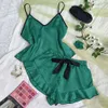 Denilyn Sexy Sling Dress Furnishing Women's Summer Fashion Tank Top Shorts Set Home Ice Silk Pajamas F51526