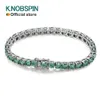 Knobspin D VVs Original Green Tennis Bracelets for Men Men Lab Diamond com Jóias de Casamento GRA 925 Bracelete de Sliver 240423