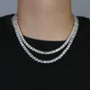 Fyrkantig rundformad 1 rad bling 5a cz sten tenniskedja hiphop choker halsband is ut stensmycken för män kvinnor