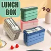 Dinnerware 3 Layers Lunch Box Leakproof Bento Microwave Boxs For Work Picnic Fruit Sushi Storage Boxes With Spoon Knife Fork