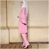 민족 의류 무슬림 아바야 여성 핑크 손 꿰매는 드릴 연꽃 슬리브 2 조각 세트 khimar islam malaysia baju kurung drop delive dh0gi