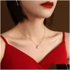 Pendant Necklaces Zircon Necklace Women Korean Ins Clavicle Chain Cold Wind Single-Drilled Claw Diamond Inlaid Titanium Steel 18K Gold Dhnzt