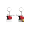 Keychains colhedas sublimação vermelho coração estilo anel key impressão em branco consumíveis personalizados entrega de moda acessória de moda dhlpn