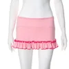 Skirts Womens Cute Stunning Bowknot Prined Ruffles Pink Skirts Women Fashion Stretch Bodycon Mini Skirt 2024 Summer Sexy Clubwear