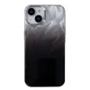 Kleurrijke lasergradiënt hete zilveren veer gaze telefoonhoesje voor iPhone 15 pro max 13 14 met geëlektropleerde lens
