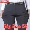 Pantalon pour hommes Big Size Mens Business Pantal Plus taille 52 Taille élastique Pantalon Suit Forme Forme Long Pantal