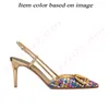 2024 Top Fashion Luxury High Heel Dames Designer Sandalen Zwart roze Silver Pumps Slingback Heel Leather Lederen Rivet bezaaid open teen puntige damesschuurschoenen