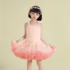 2024 Kläder Summer Girls Tutu med hängande rempuffnät ​​prinsessa barndagens prestanda klänning